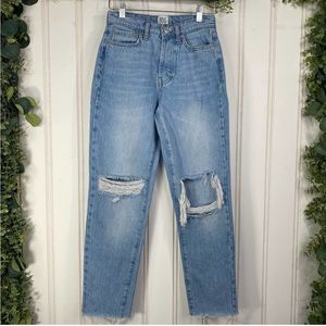 BDG Distressed Slim Straight Raw Hem Mom Jeans - size 24